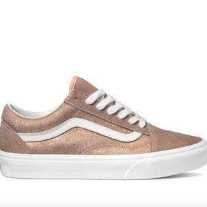 VANS Old Skool Rose Gold Sneakers – Size 7.5 (Metallic Finish)